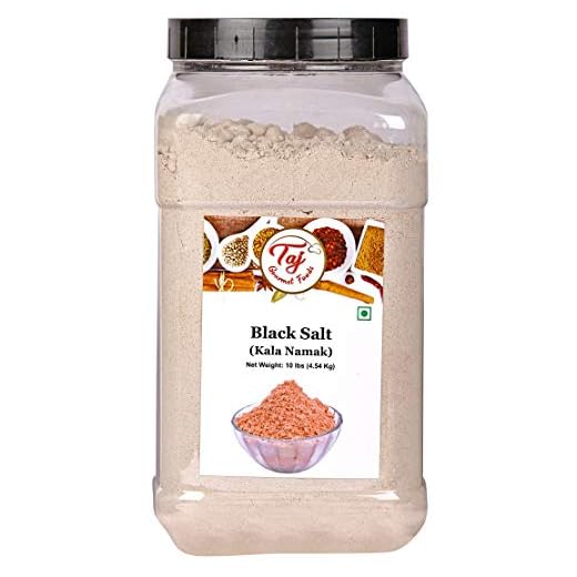 TAJ Premium Indian Black Salt Powder, Kala Namak, (10-Pounds Jar)