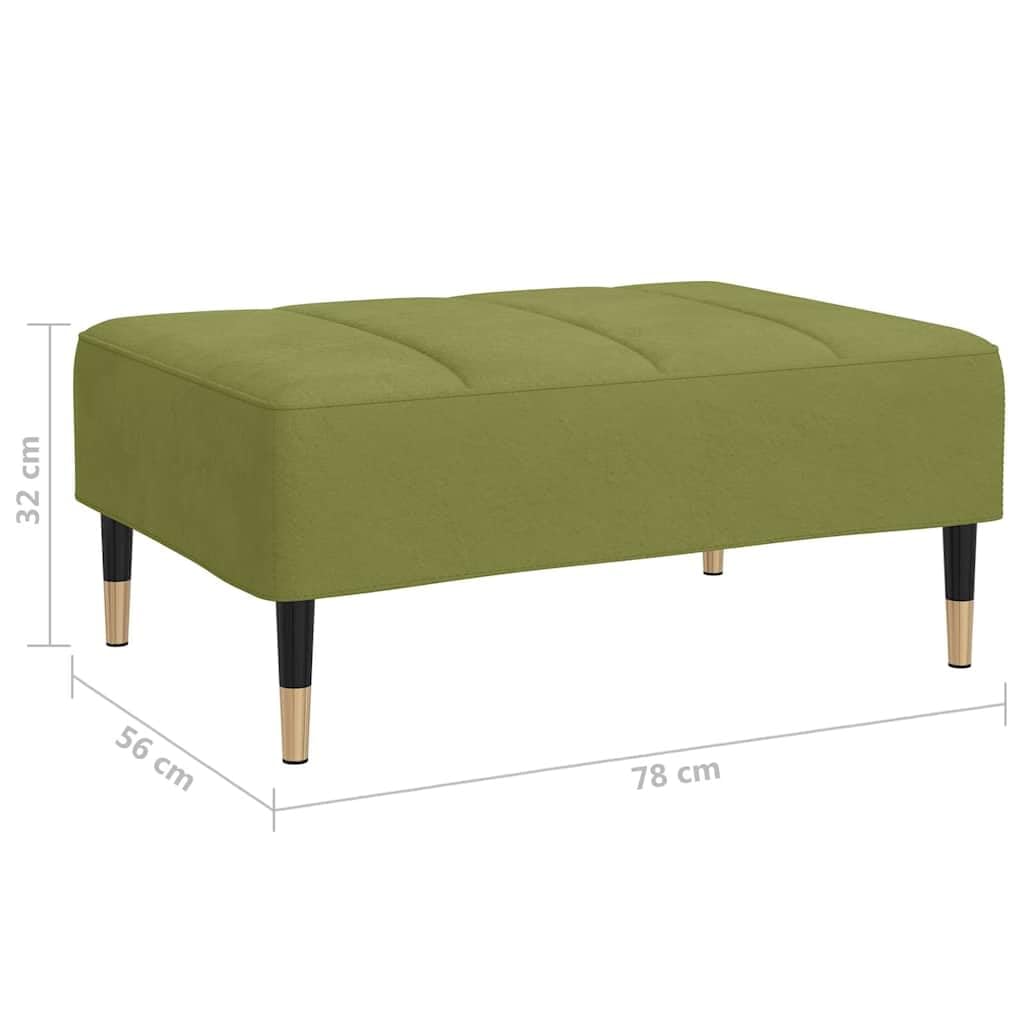 Poggiapiedi in velluto verde chiaro, 78 x 56 x 32 cm, imbottito, con telaio in metallo e imbottitura in schiuma, pouf per soggiorno, camera da letto, corridoio, contenitore versatile