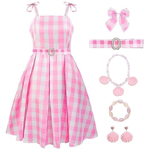 Ansamy Disfraz Rosa Mujer Cosplay Vestido para Niñas Mujer 70s 80s Vintage Estrella Hippie Rockwear para Halloween Carnaval