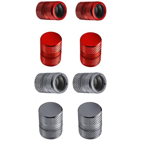 (4 Pack Red + 4 Pack Grey) Tire Valve Stem Caps Anti-Corrosion Premium Anodized Alloy Tyre Air Valve Caps Universal for Car SUV Bike Cover