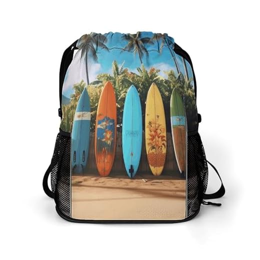 BWQSKL Mochila esportiva com cordão, prancha de surfe, leve, separação seca e molhada, grande capacidade, Prancha de surfe Surf's Up, 45.5x41.5x36cm