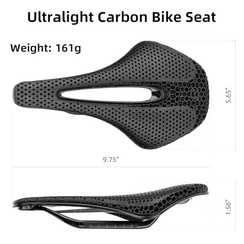 Image of ROCKBROS 3D Printed Bike Saddle 145mm Carbon Road Bike Seat | Carbon Fiber,Fit for MTB BMX XC Gravel Bikes