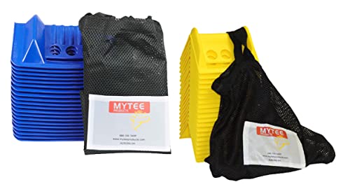 Mytee Products Flatbed Edge Protectors Kit - 20 Pack Yellow Plastic Corner Protectors (4" x 6") &amp; 20 Pack Blue Plastic Corner Protectors (4" x 10") with Carrying Bag