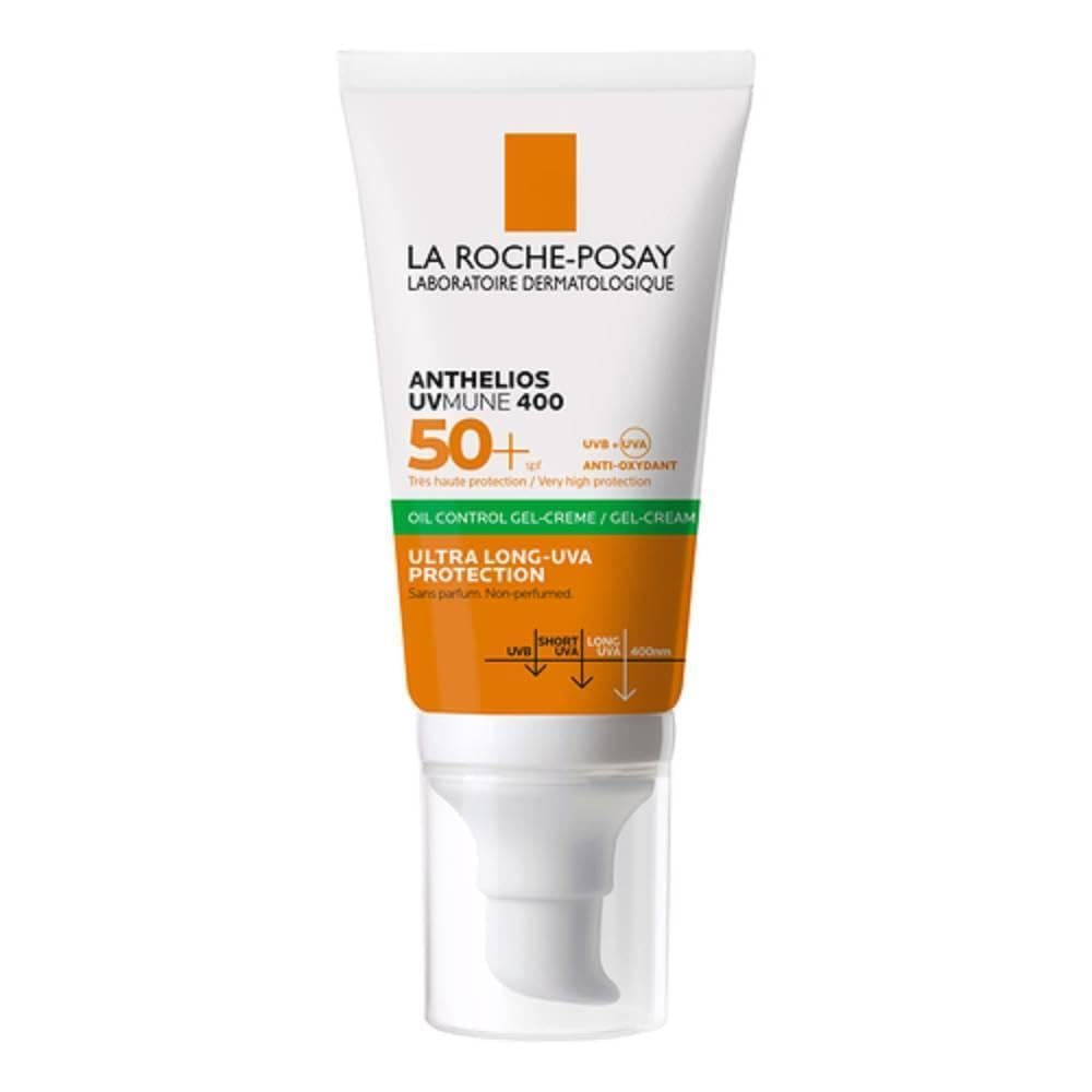 La Roche Posay Gel-Crema, Fotoprotección SPF50+, Resistente al Agua, Sudor y Arena, Efecto Matificante, Fórmula con Mexoryl 400, Anthelios UV-MUNE 400 Oil Control, 50 ml