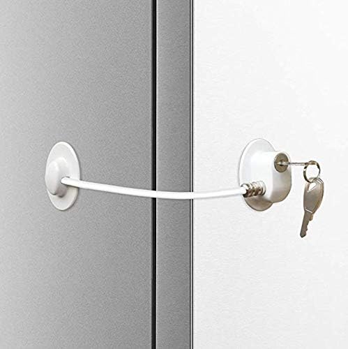 Homy Refrigerator Lock, Freezer Door Lock Cabinet Lock Strong Adhesive Lock, Window/Door Restrictor Cable, Baby/Toddler/Child Safety Device
