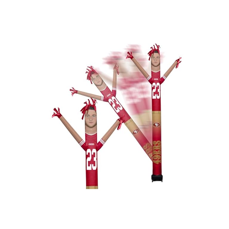 Sporticulture NFL San Francisco 49ers Inflatable Crazy Sports Player - Christian McCaffrey with LED Lights & Built-in Blower - 6"x36"x96" for NFL Fans & Outdoor Party Decoration
