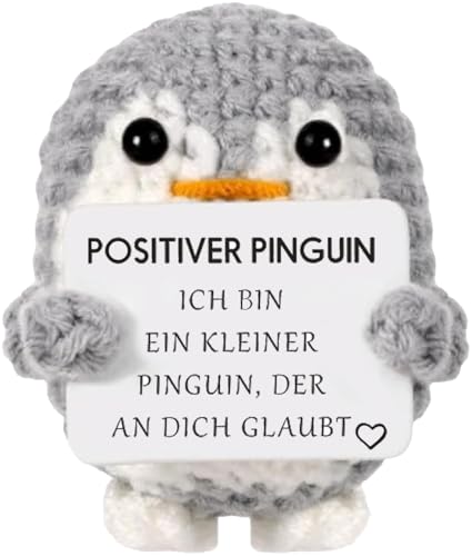 Regalo Original Mujer Hombre, Pingüino Positivo Divertido y Motivador, Peluche Cumpleaños, Navidad, Amigo Invisible, Decoración Oficina y Hogar, Idea Graciosa Pareja (Pingüino en Aleman)
