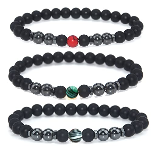 ZYuan 3pcs Anti-Schwellung Schwarz Obsidian Fußkettchen Magnet Fußkettchen Bunte Stein Magnetarmband Gesunde Pflege Fußkettchen für Männer und Frauen Cover