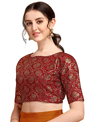 Image of OOMPH! Women's Art Silk Floral Half Sleeve Fitted Blouse