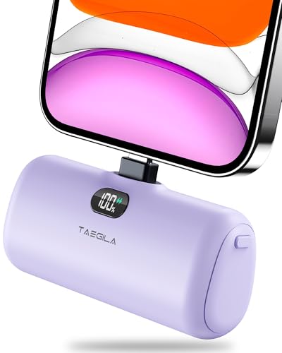 Taegila EB612 Portable Phone Charger For Iphone, 5000Mah Small Power Bank Mfi Certified Built In Cable Lcd Display & Led Light cover