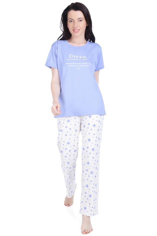 Image of Bedtime story Cotton Night Suit for Women Girls | Women's Cotton Printed Pant & Top Night Suit Set Pyjama Set Sleepwear Nightwear Nightdress Loungewear