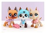 SAPPUN Rare Old LPS Pet LPS Great Dane Set 3pcs LPS Dogs with lps Accessories Action Figure Mini Pet Shop Small Littlest lps Toy for Kids Gift