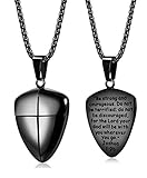 LOYALLOOK Stainless Steel Shield of Faith Engraved Joshua 1:9b Armor of God Cross Pendant Necklace for Men (Black)