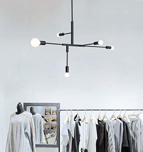 Pendentif éclairage lampe suspendue or noir 5 lumières pour décoration séjour moderne