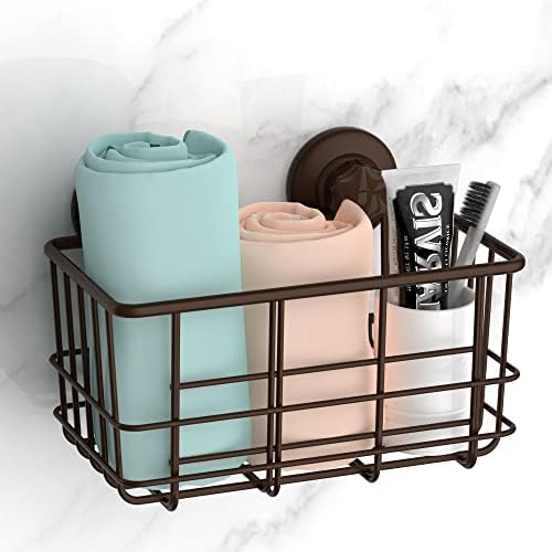 iPEGTOP 2 Pack Suction Cup Deep Shower Caddy Bath Wall Shelf for Large Shampoo Shower Gel Holder Bathroom Storage - Rustproof Stainless Steel, Bronze
