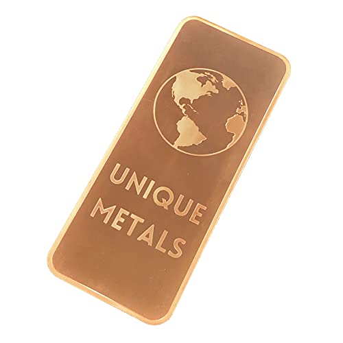 1 Pound .999 Pure Copper Bar Bullion With Element Design - Unique Metals #TOP2