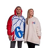 FOCO NBA Philadelphia 76ers Unisex Reversible Oversized Sherpa Hoodie Sweatshirt Colorblock Hoodeez, One Size (HDONBSMURBUSQVC)