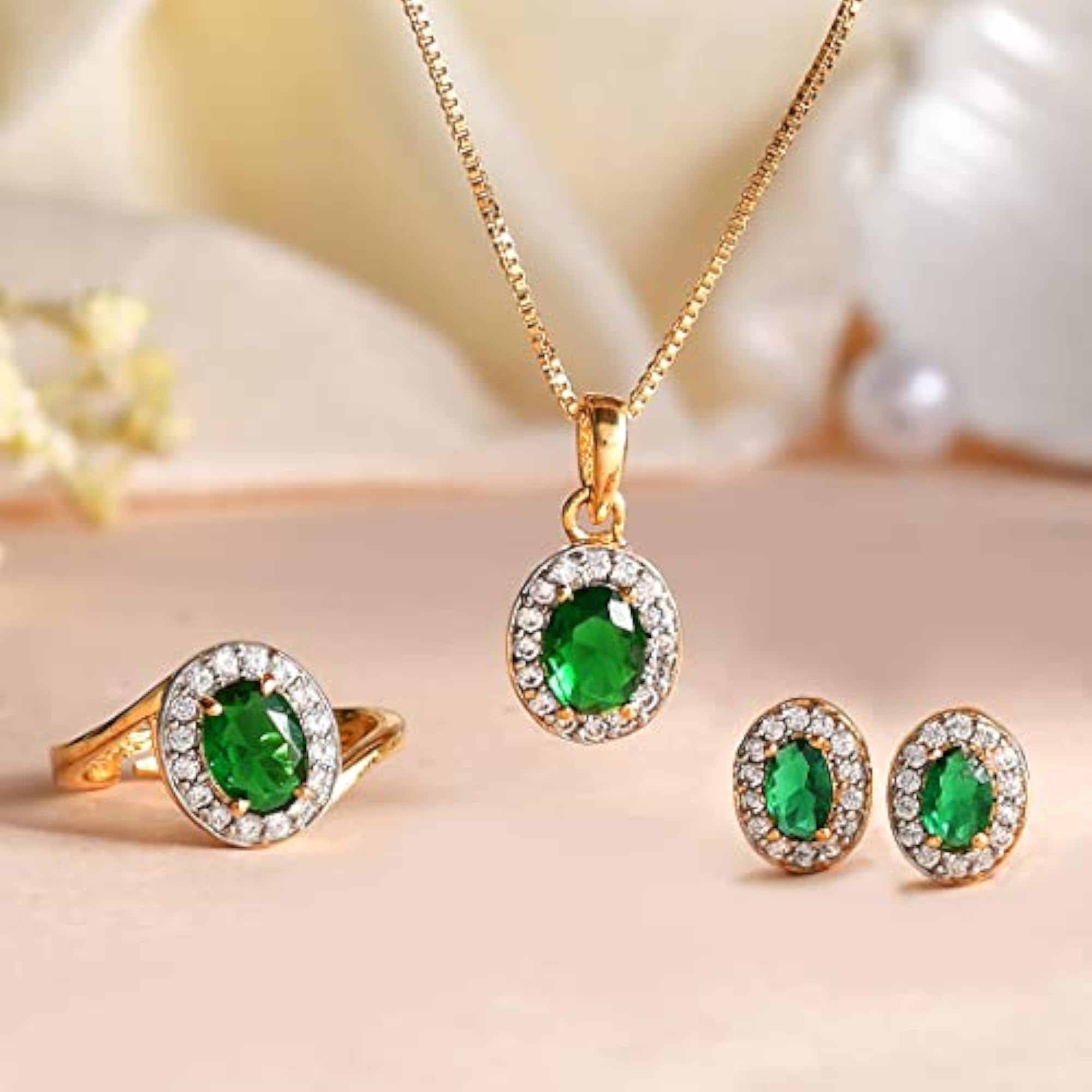 Green Zircon Oval Cut Box Set