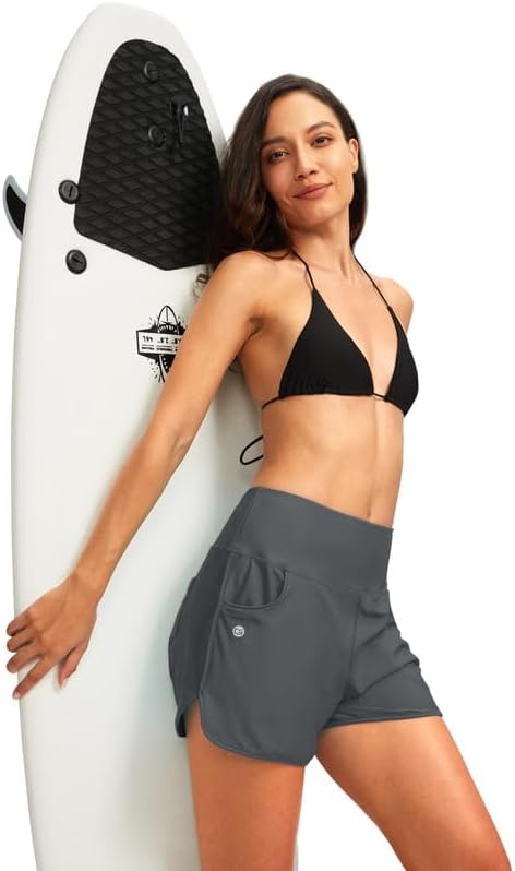 G Gradual Women's 3"/5'' High Waisted Swim Board Shorts with Pockets Liner Quick Dry Swimsuit Bottoms Bathing Suit for Women thumbnail