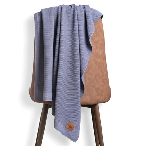 Image of Hypoallergenic Silky Baby Blanket - 30x40 Inches Grey Blue, Oeko-TEX Certified, Thermal-Regulating, Soft Knit Neutral for Girls & Boys - Swaddle or Toddler Blanket, Dua