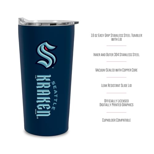 Rico Industries NHL Hockey Seattle Kraken 18oz Soft Touch, Easy Grip Tumbler by Rico Industries - Used condition - Image 6
