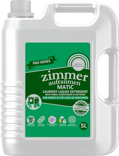 Image of Zimmer Aufraumen Plant Based Liquid Detergent 5L - with Reetha & Glucosides | Enzyme Powered | Low Foam Matic Liquid for Front & Top Load | Madurai Jasmine Fragrance (5L)