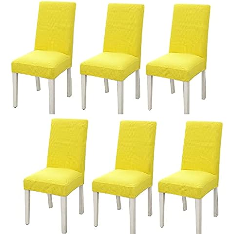 JHLD Dining Room Chair Covers Stretch, Set Of 4 Set Of 6 Dining Room Chair Slipcovers Spandex Thick Chair Protector Cover Removable Chair Covers For Wedding Kitchen-Yellow B-Set of 6 Cover