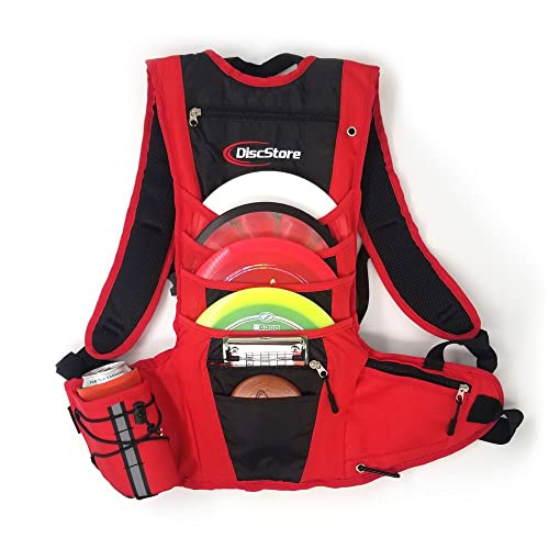 Sac à dos disc golf Trekker rouge compact robuste avec compartiments dédiés