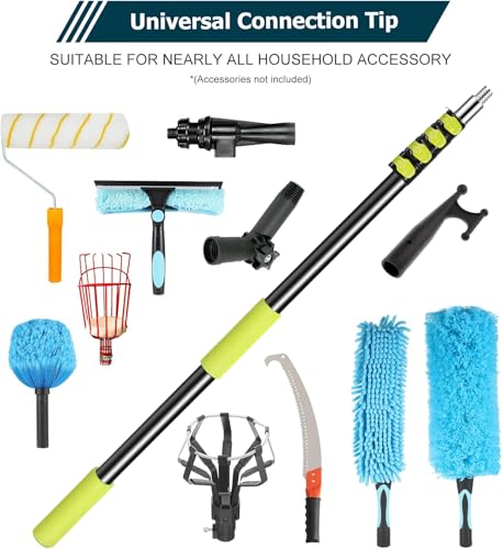 Hanured® Verlängerungsstange 1,1m-3,6m, Verstellbarer Aluminium Teleskopstange mit Universal-Aufdreh-Metallspitze, für Farbroller Deckenfenster Reinigung