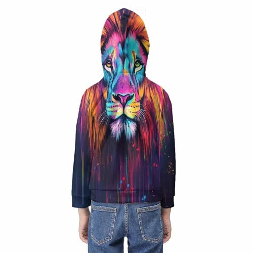 Sweat à capuche 3D lion pour ado 11-13 ans multicolore