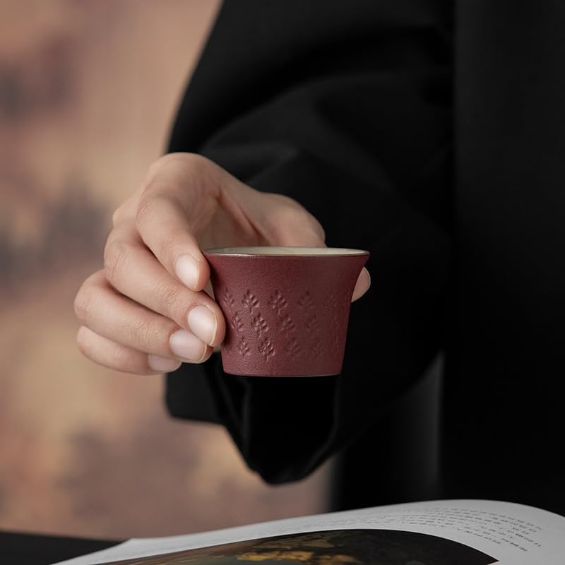 Tea Cup Wabi-sabi Style Coarse Pottery Kung Fu Set Household Purple Clay Small Floral Japanese Single Soaking Container