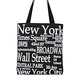 New York Black and White Canvas 100% Cotton New York City Tote Bag Souvenir