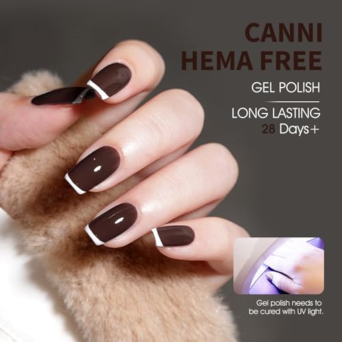 Image of CANNI Dark Brown Gel Nail Polish, 1Pcs Deep Brown Gel Polish Color Nail Polish High Gloss Soak Off Nail Manicure Salon DIY at Home