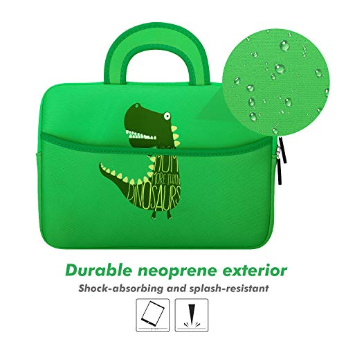Moko 7-8" Kids Tablet Sleeve Neoprene Carrying Bag Fits Luna Controller, Fire 7 Kids Edition, Fire Hd 8 Plus/Fire Hd 8 2020, Fire 7 Kids Pro 2021, Fire Hd 8 Kids Pro 2021, Dinosaur Green #TOP2
