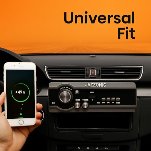 Image of Double IC High Power Car Stereo with LCD & Remote Control | Universal Fit MP3 Player -Bluetooth, USB, AUX, FM Radio, SD Card | Built-in Equalizer for Bass & Treble Control | Black-Grey (014)