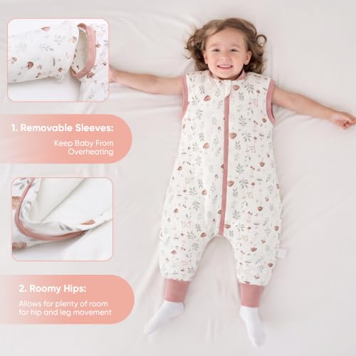 Image of LAT Winter Baby Sleep Bag with Feet,3-way zip Wearable Blanket with Removable Sleeves,Warm Sack for Toddler 2.5 TOG