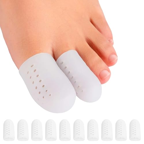 Koprek 10 Pcs Breathable Gel Big Toe Protector, Silicone Big Toe Cap Toe Protectors for Corns, Ventilation Designed Toe Protector, Soft Toe Caps with Holes to Prevent Friction & Discomfort