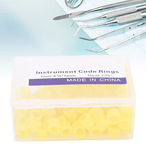 Color Code Band, Silicone Color Code Rings, Dental Color Code Rings Non‑Toxic Silicone Dental Color Code Rings Accessory Supplies 100Pcs (Yellow) #TOP1
