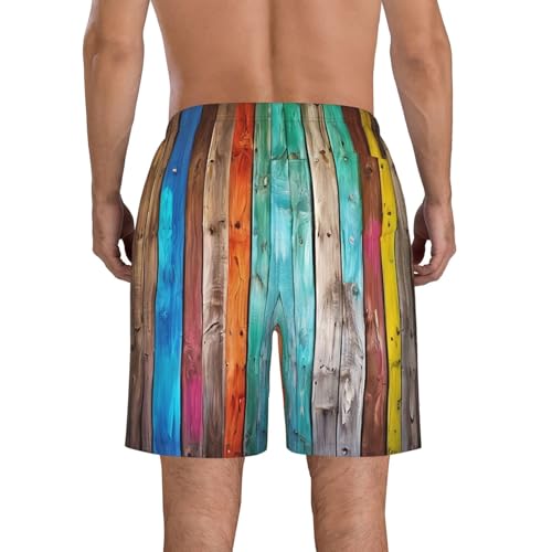 Colorful Rainbow Stripe Men's Quick Dry Beach Shorts Swim Trunks with Pockets Board Shorts3