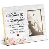 Yuzi-n Mother Gift From Daughter, Appreciation Gift for Mom Birthday Christmas Mother's Day, Mother and Daughter Wood Picture Frame - Display Photo Frame 4 x 6 Inches