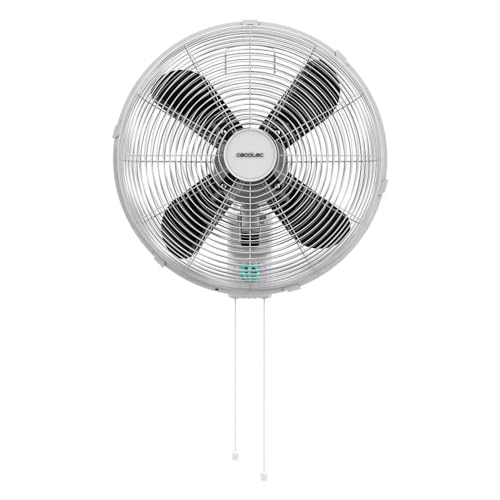 Cecotec Ventilador de Pared EnergySilence 4500 Power Wall. 50W, Diámetro de 45cm, 4 Aspas Aerodinámicas, Interruptor por Cadena, 3 Velocidades, Incluye elementos de montaje