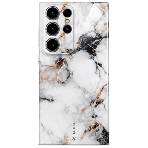 Coque Samsung S24 Ultra marbre blanc et doré ONEFLOW de luxe