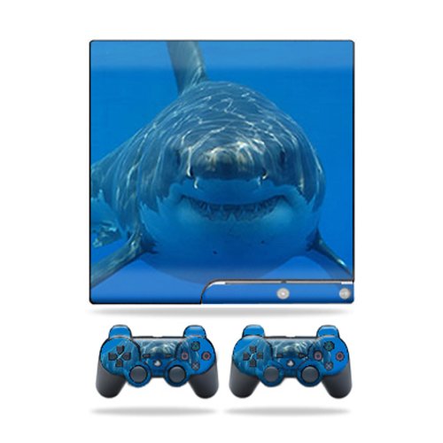 MightySkins Skin Compatible with Sony Playstation 3 PS3 Slim Skins + 2 Controller Skins Sticker Shark