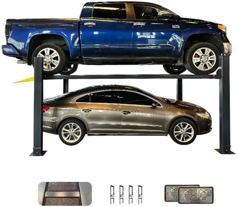 KATOOL 8500 lbs 4 Post Car Lift with Casters Kits Extra Tall Extra Long Extra Wide 4-Post Portable Storage Service Lift Home Parking Lift