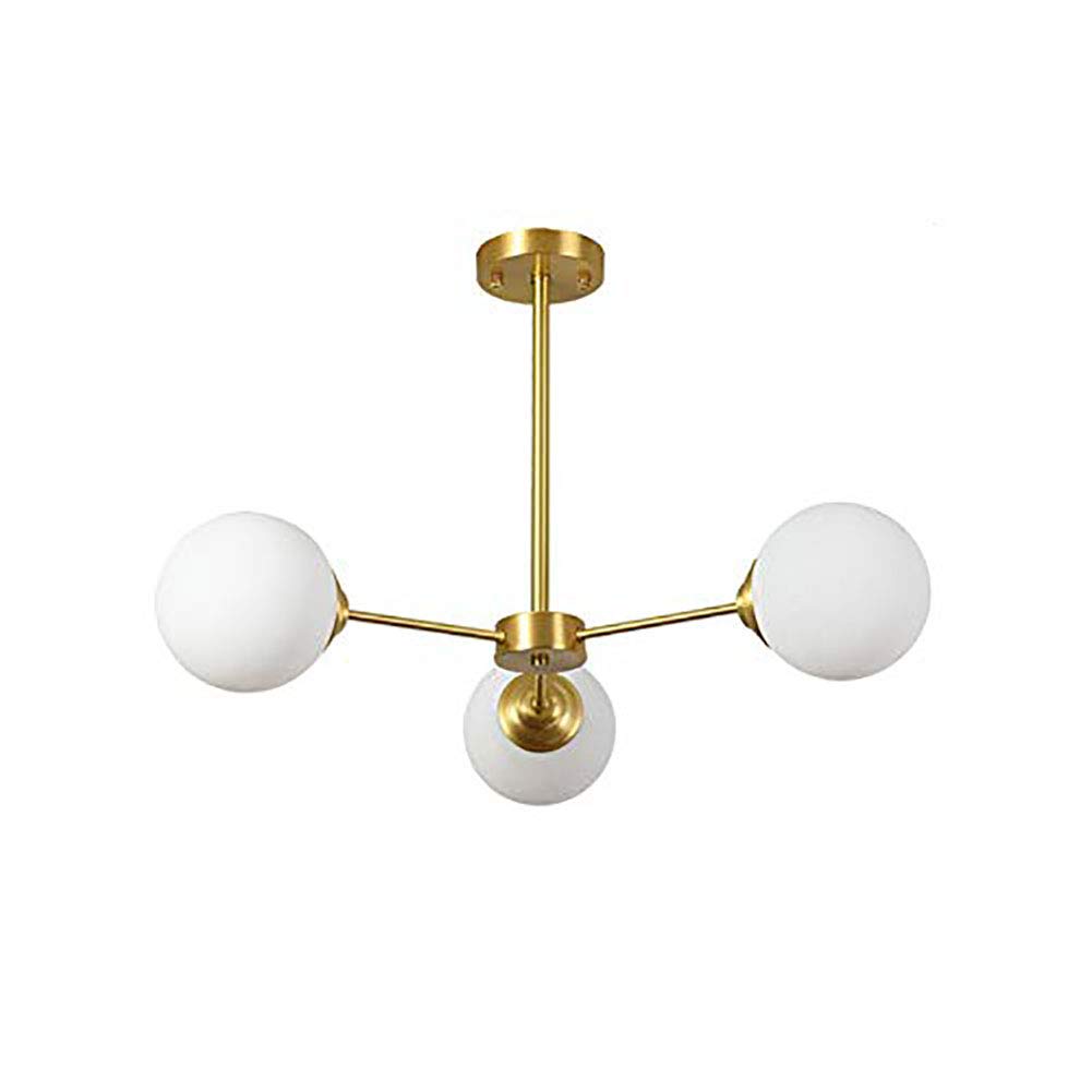 Lustre moderne doré de haute qualité avec 3 globes en verre blanc design