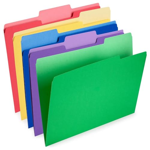 Nettoppo Lote de 30 carpetas de colores para archivadores de archivos, color carta, 8,5 x 11, pestañas 1/3, 5 colores