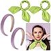 2 Pieces 1 Inch Purple Hair Accessories Puffy Soft Headband Chunky Padded Headbands 2 Pieces Green Halloween Satin Square Scarf Women for Halloween Cosplay Costume