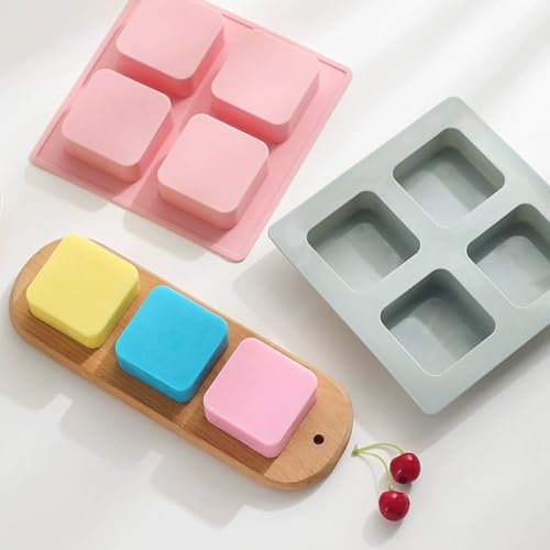 Molde de silicona flexible de 2 piezas y 4 cavidades para jabones y pasteles hechos en casa 7