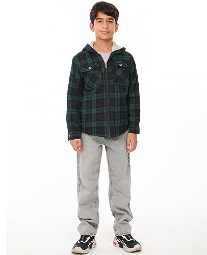 Image of ZENTHACE Boys Sherpa Fleece Lined Flannel Jacket