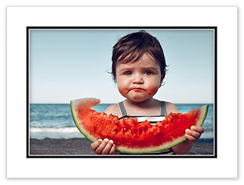 12x16 White on Black Double Mat for 11x14 Photo - Picture Matboard for Frames Measuring 12 x 16 Inches - Bevel Cut Matte to Display Art Measuring 11 x 14 Inches - Acid Free ONE MAT - Thumbnail 4